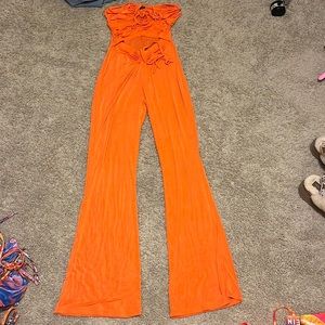 Shein orange lace up flare leg jumpsuit!!